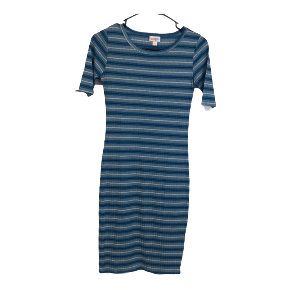 LulaRoe blue striped Julia‎ dress
